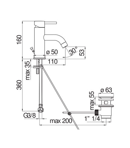 LAVABO, MITIGEUR MONOCOMMANDE