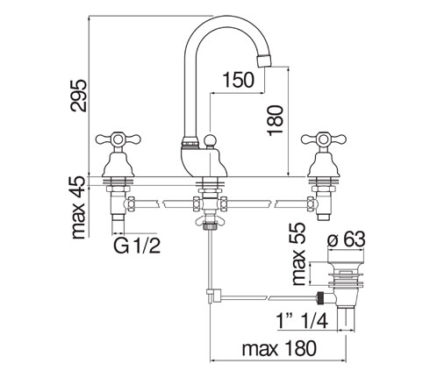 LAVABO, MÉLANGEUR 3 TROUS