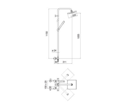 COLONNE DOUCHE, MITIGEUR THERMOSTATIQUE MURAL